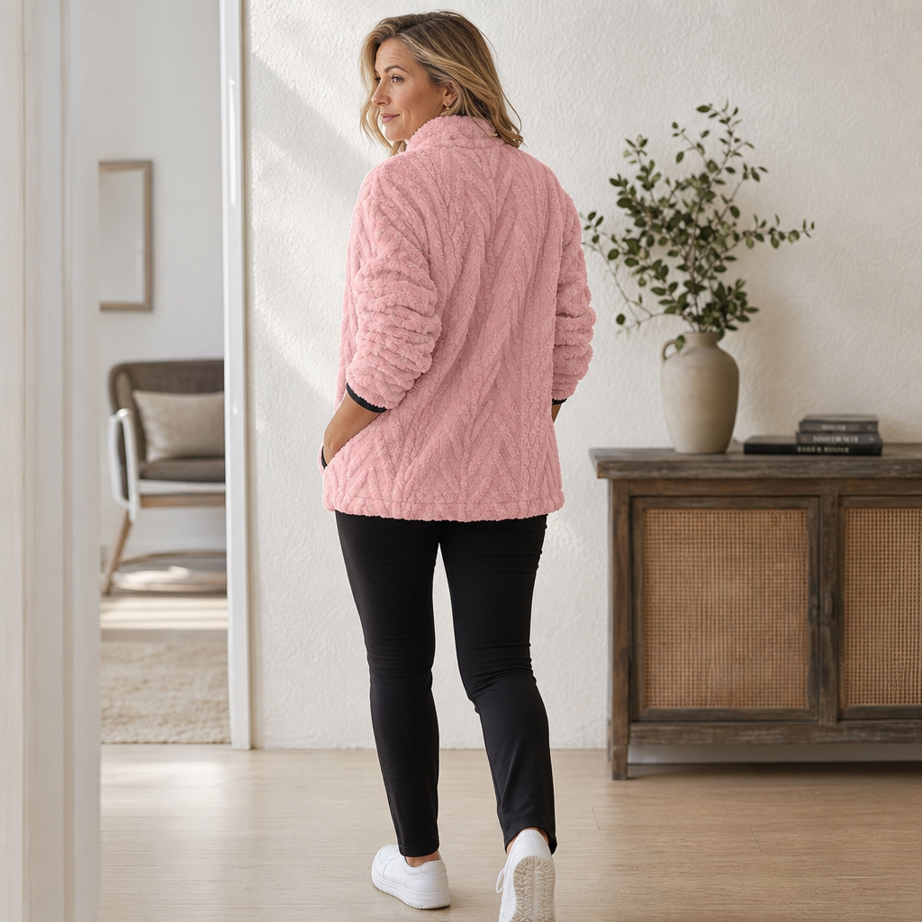 Women's Polar Fleece Half-Zip Sweater with Kangaroo Pocket