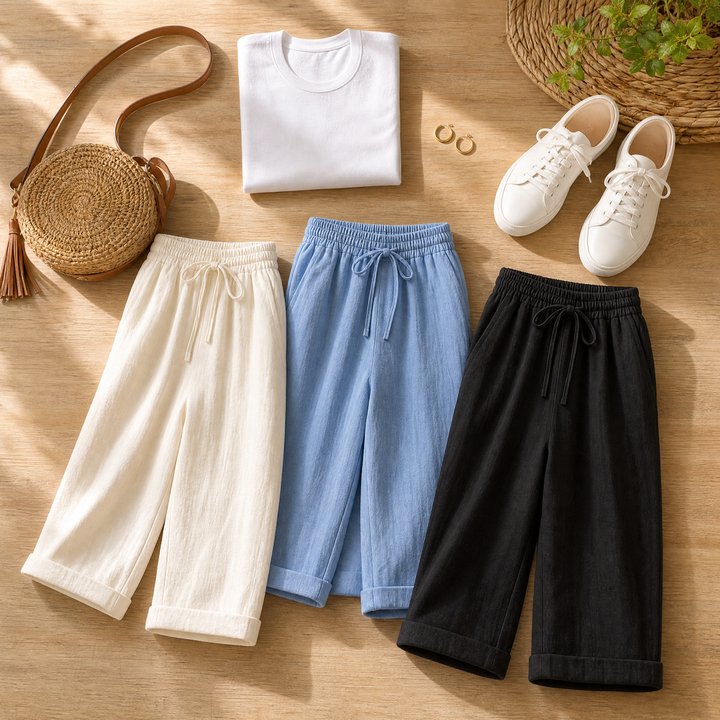 Brisella Women's Breathable Cotton-Linen Capri Pants - Elena Harper
