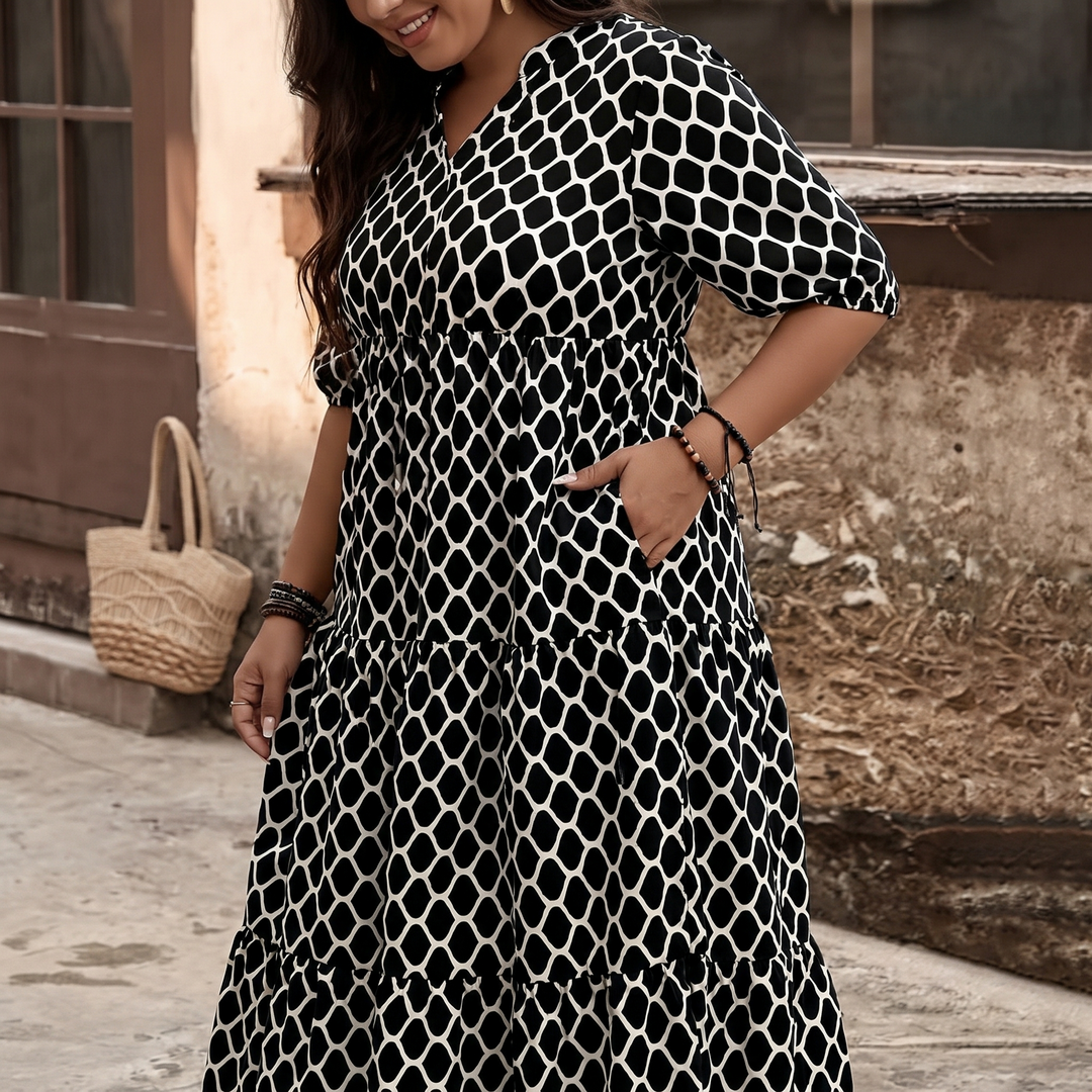 Curvella Women's Boho Maxi Dress with Pockets - Elena Harper