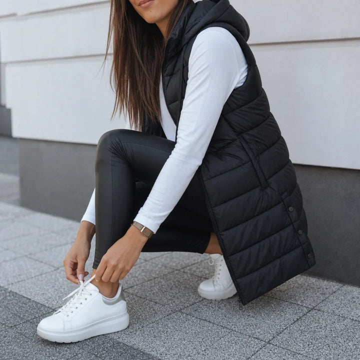 Coverelle Long Hooded Puffer Vest - Elena Harper