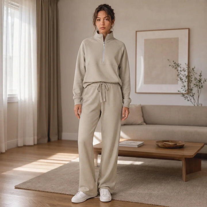 Ease & Elsewhere Ribbed Oversized Top And Wide-Leg Pants Set - Elena Harper
