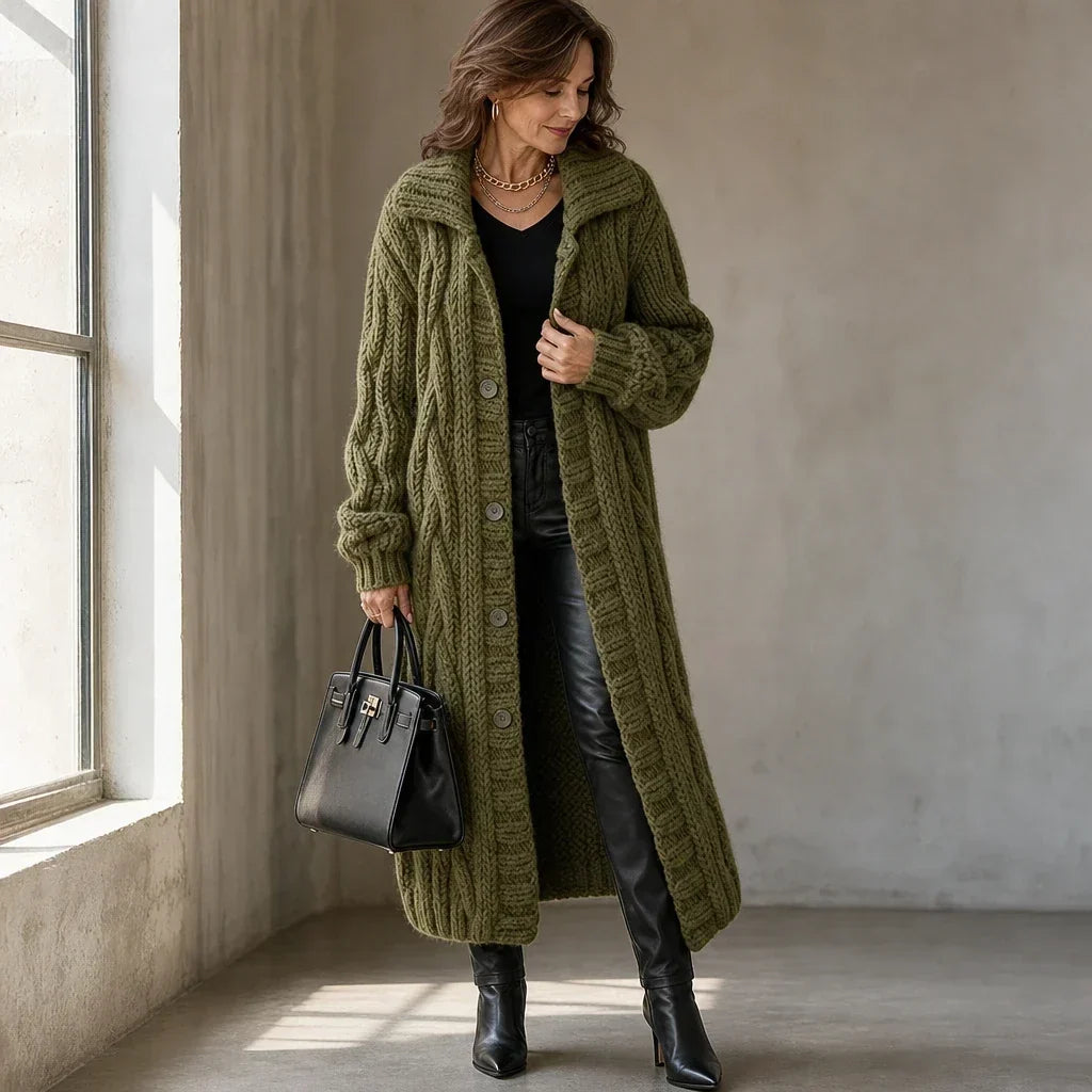 Cablehaven – Oversized Cable-Knit Long Cardigan