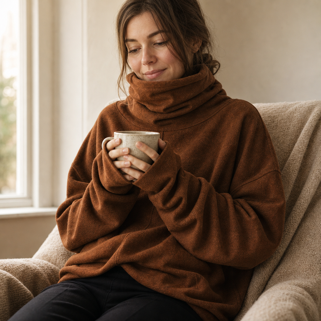 Cowlmara Brushed Cowl-Neck Oversized Pullover - Elena Harper