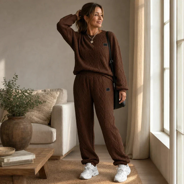 Cable & Co. Cable-Knit Sweater And Trouser Set - Elena Harper