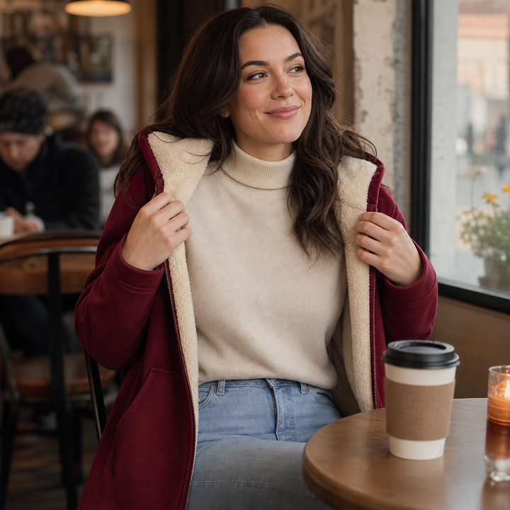 Cozelle Fleece-Lined Look Hooded Mid-Length Jacket - Elena Harper