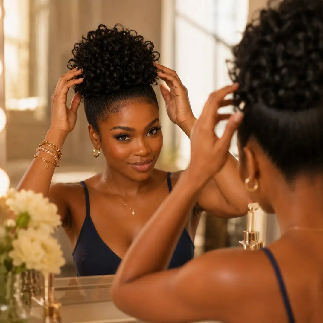 Curlova Curly Drawstring Bun Hair Extension - Elena Harper