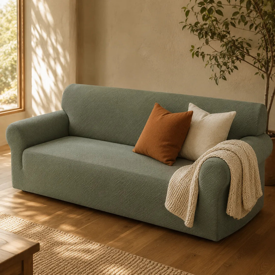 Covella Stretch Jacquard polyester Sofa Cover with Anti-Slip Foam Rods - Elena Harper