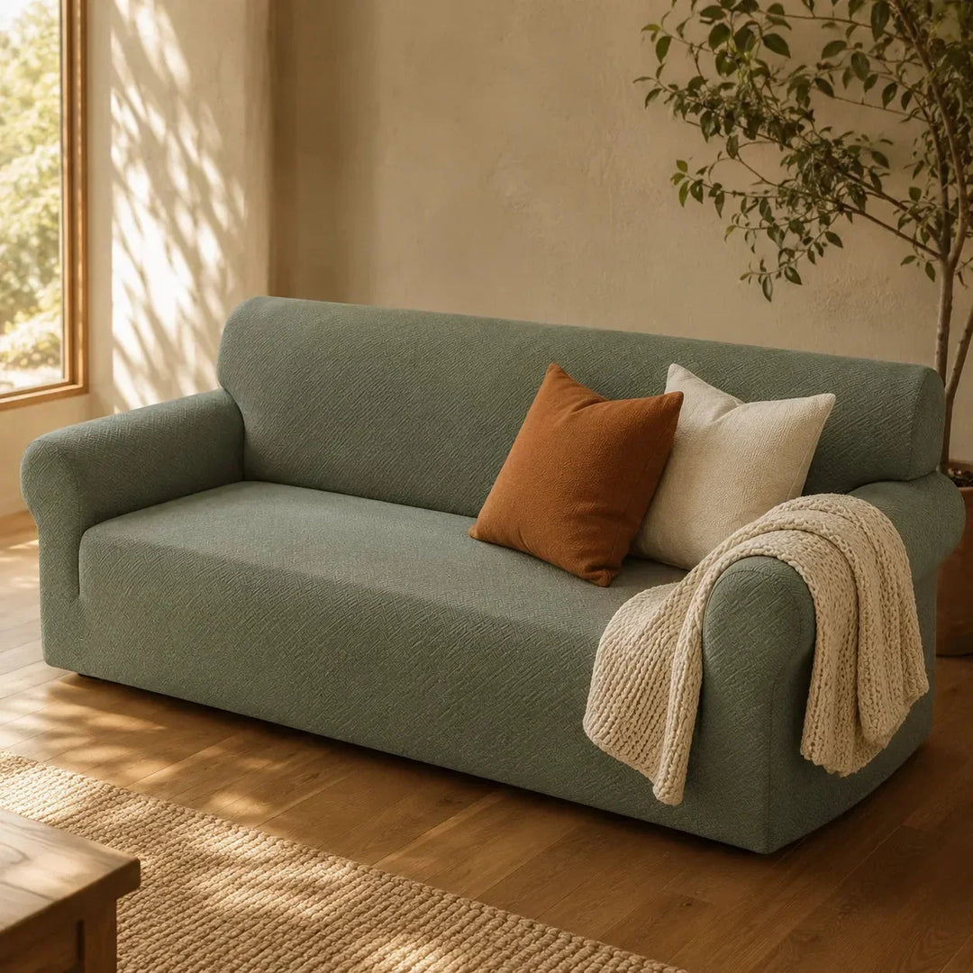 Covella Stretch Jacquard polyester Sofa Cover with Anti-Slip Foam Rods - Elena Harper