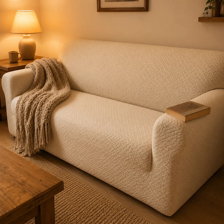Covella Stretch Jacquard polyester Sofa Cover with Anti-Slip Foam Rods - Elena Harper