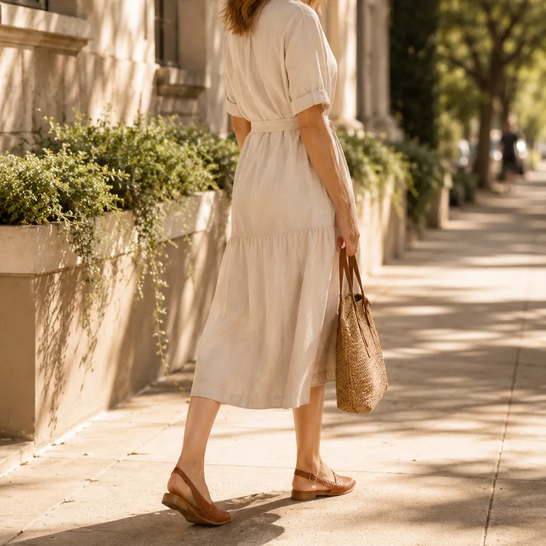Aurora Woven Leather-Look Slingback Flats for Women - Elena Harper