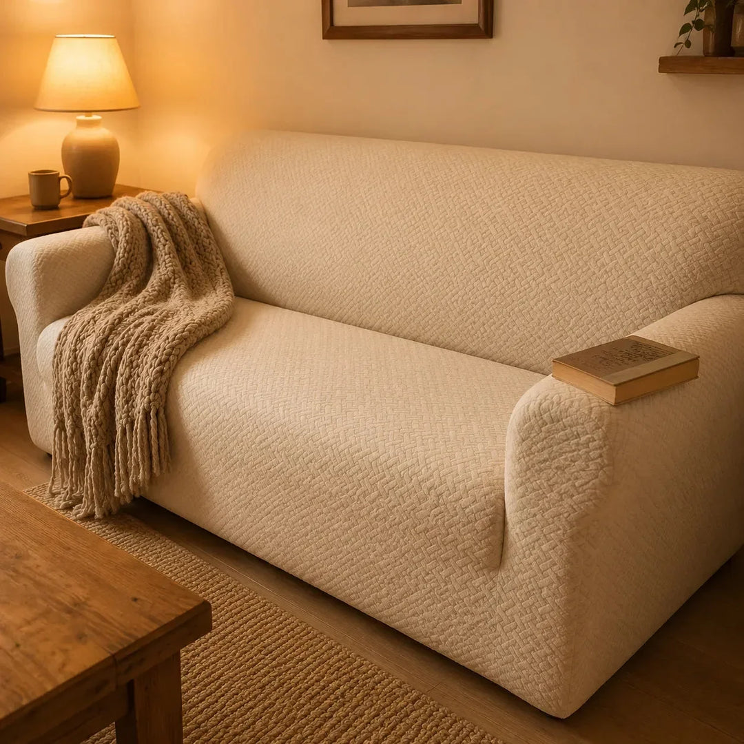 Covella Stretch Jacquard polyester Sofa Cover with Anti-Slip Foam Rods - Elena Harper