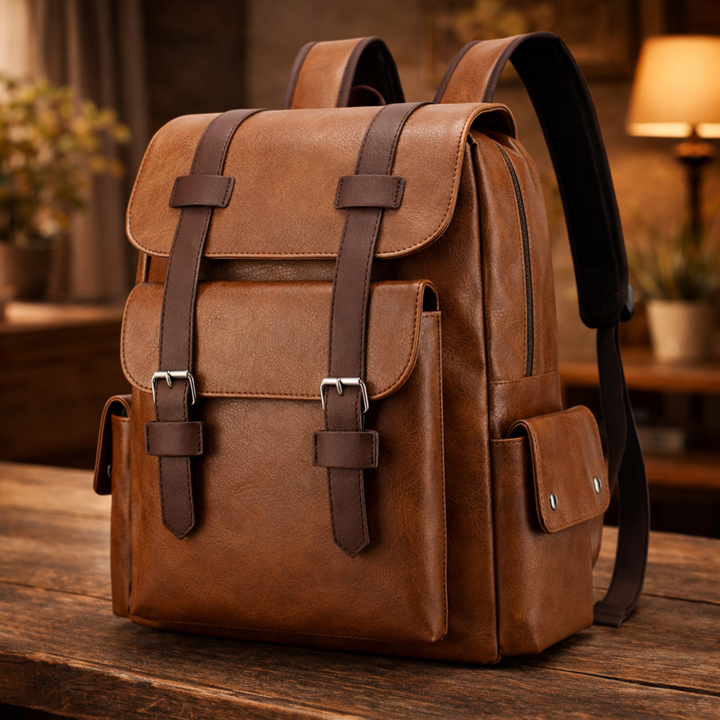 Authentic Leather Backpack - Elena Harper