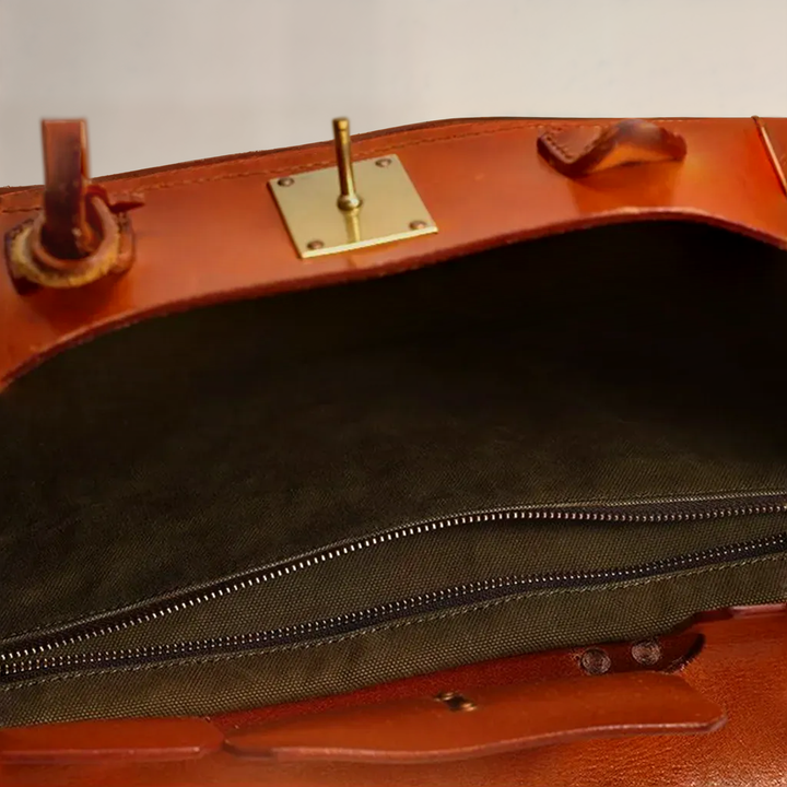 Dali Travel Duffle Bag with Leather Trim and Gold-Tone Hardware - Elena Harper