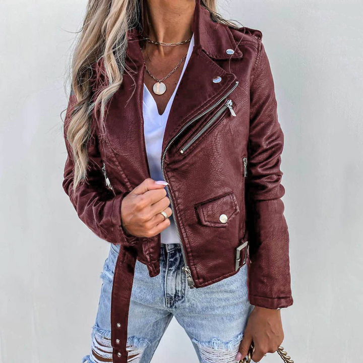 Women's Long Sleeve Jacket with Pockets and Belt