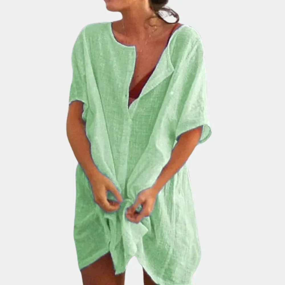 Linen-Blend Beach Tunic - Elena Harper