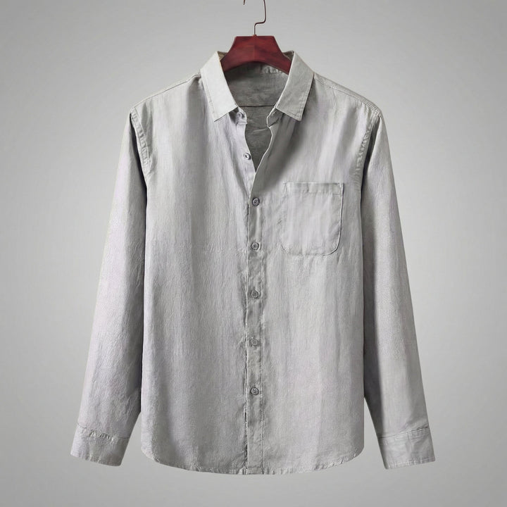 Linen Shirt Men Long Sleeves Casual