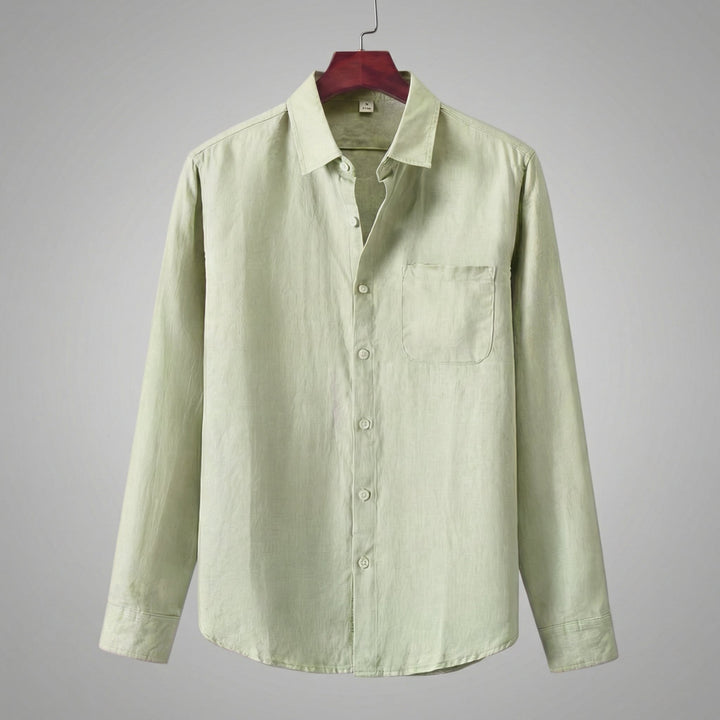 Linen Shirt Men Long Sleeves Casual