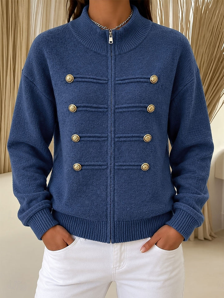 Women's Officer Style Cardigan - Chic and Soft