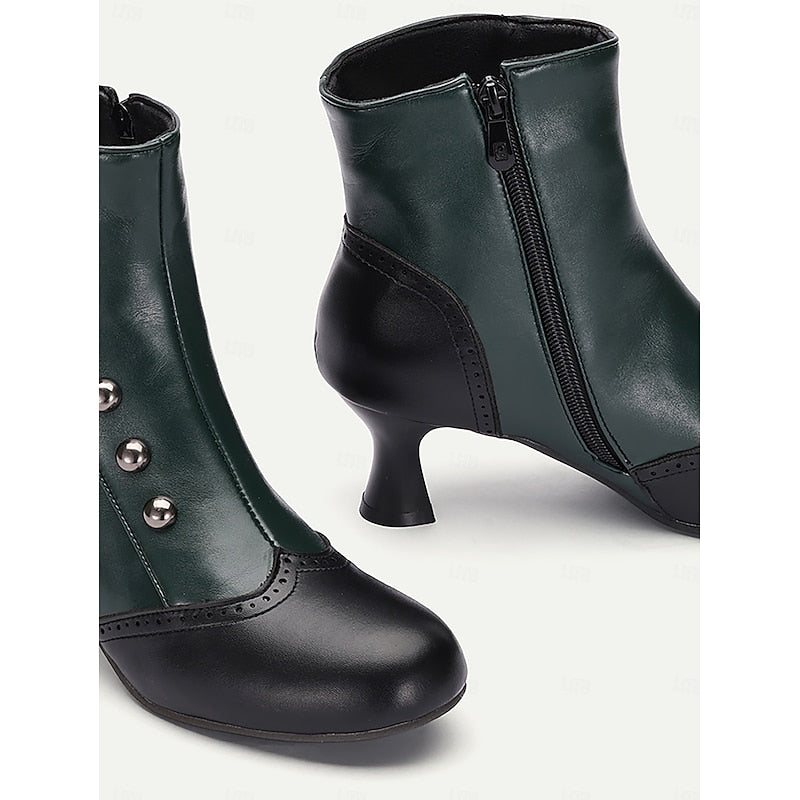 Eleanora | Women's Vintage Two-Tone Ankle Boots with Contrast