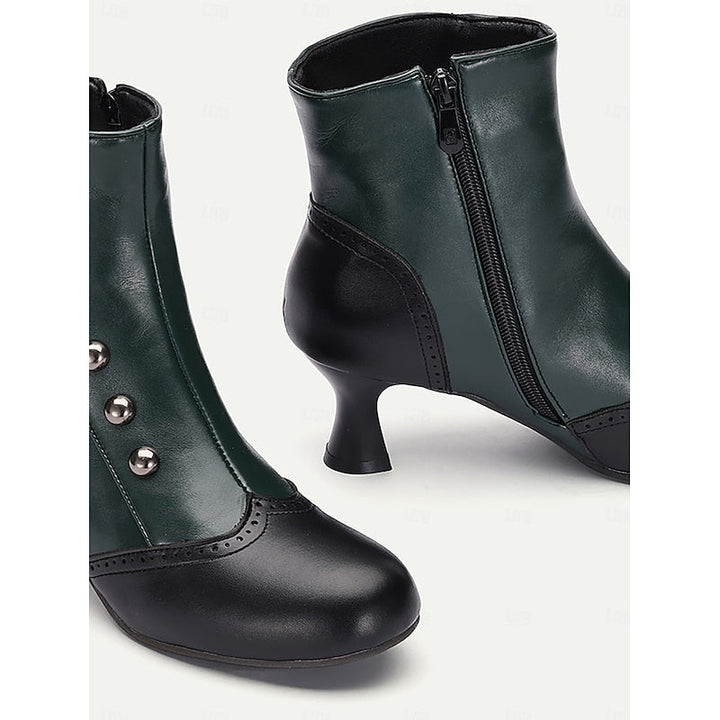 Eleanora | Women's Vintage Two-Tone Ankle Boots with Contrast