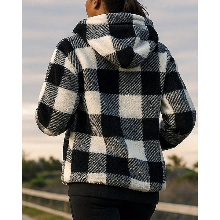 Colette | Cozy Quarter-Zip Checkered Hoodie