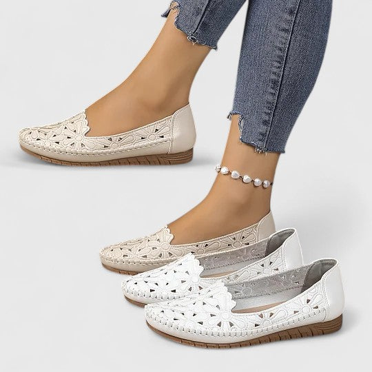 Women's Perforated Slip-On Flat Shoes for All-Day Comfort