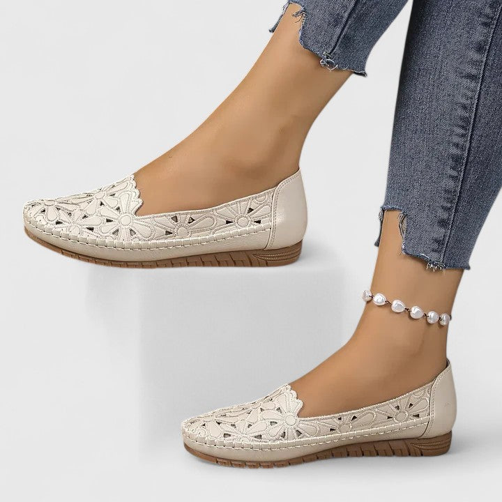 Women's Perforated Slip-On Flat Shoes for All-Day Comfort