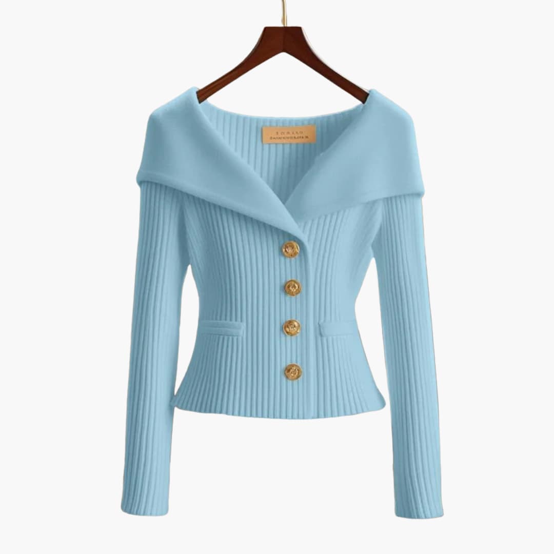 Elegant Short Ribbed Cardigan for Women – Comfortable Buttoned Knit