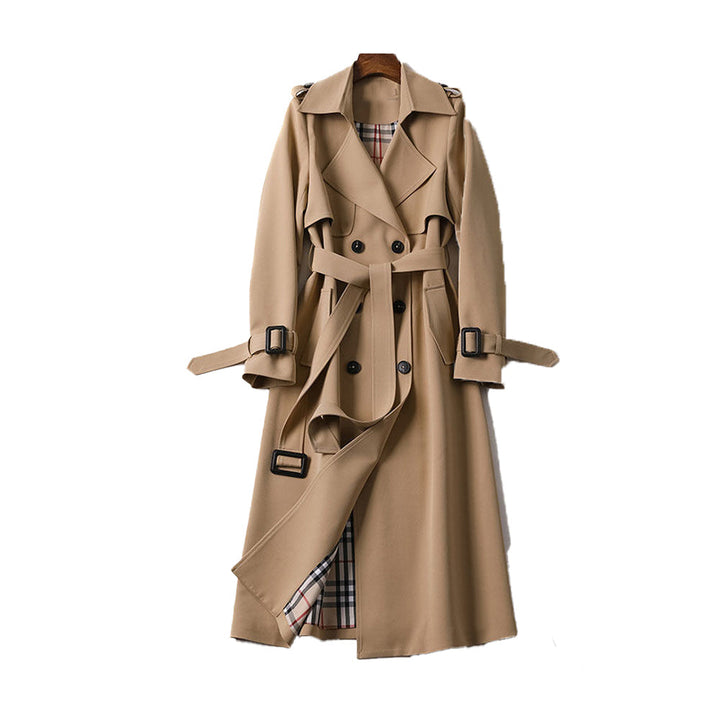 Women's Double Breasted Belted Trench Coat - Elegant Style