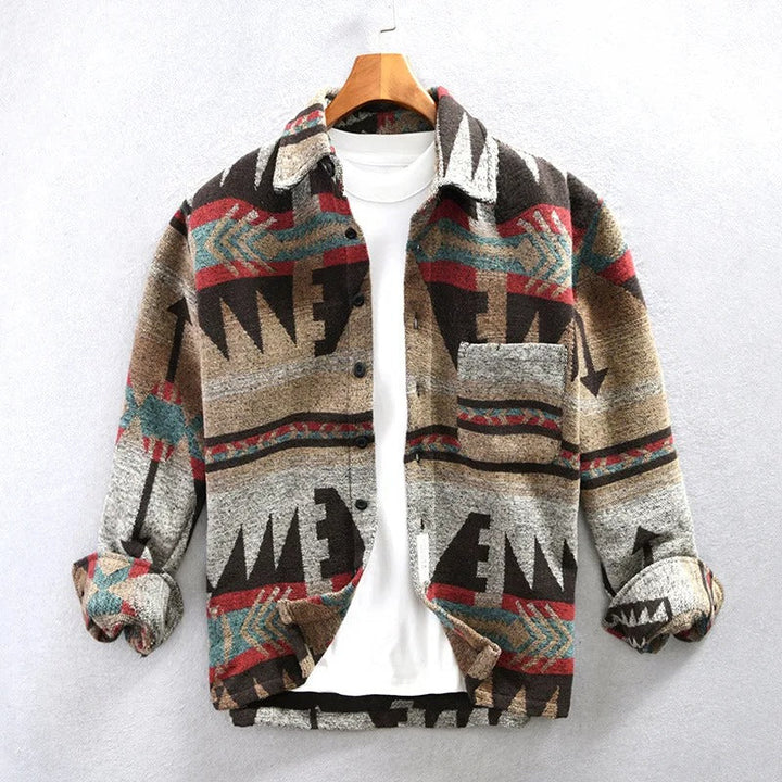 Men's Stylish Aztec Print Button-Down Shacket