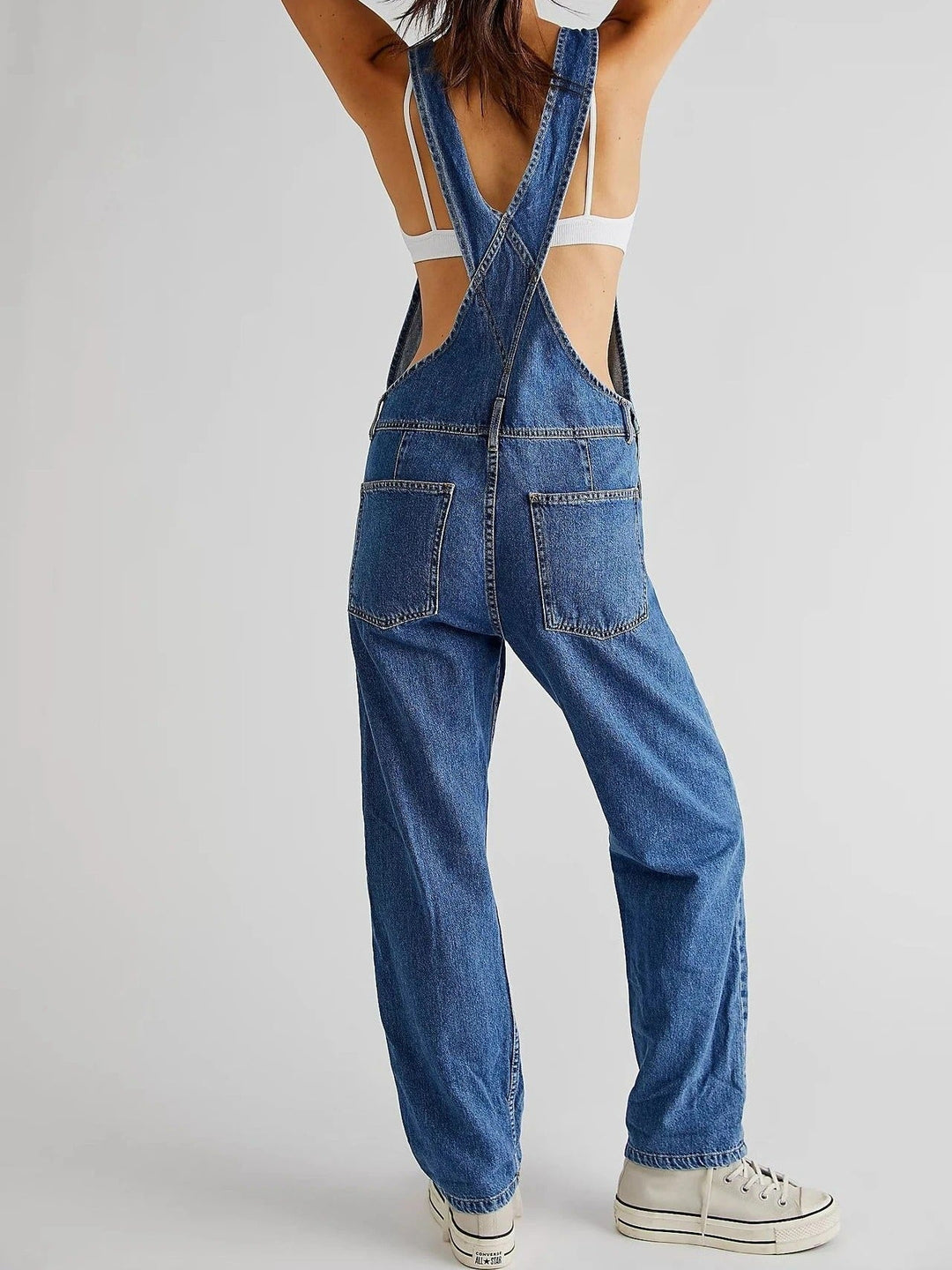 Elegant Women's Denim Jumpsuit – Casual Overalls with Adjustable Straps