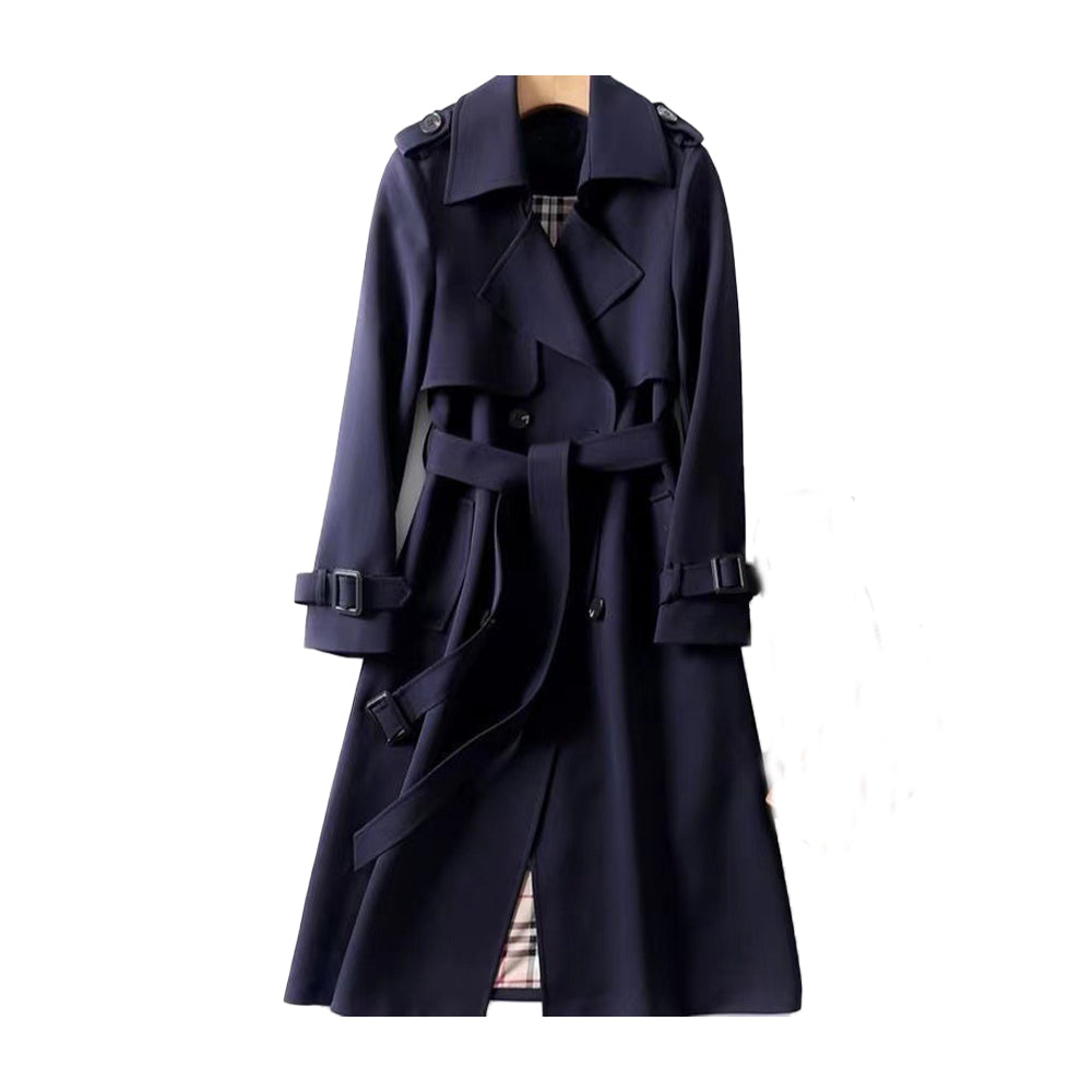 Women's Double Breasted Belted Trench Coat - Elegant Style