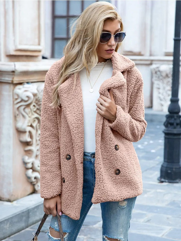 SOPHIA – ELEGANT DOUBLE-BREASTED TEDDY COAT