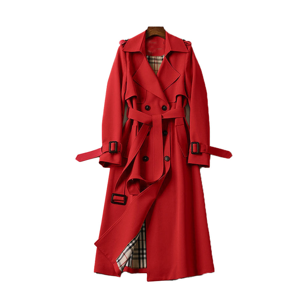 Women's Double Breasted Belted Trench Coat - Elegant Style