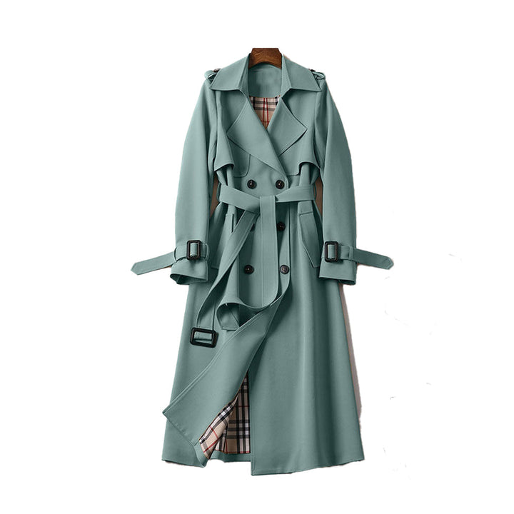 Women's Double Breasted Belted Trench Coat - Elegant Style