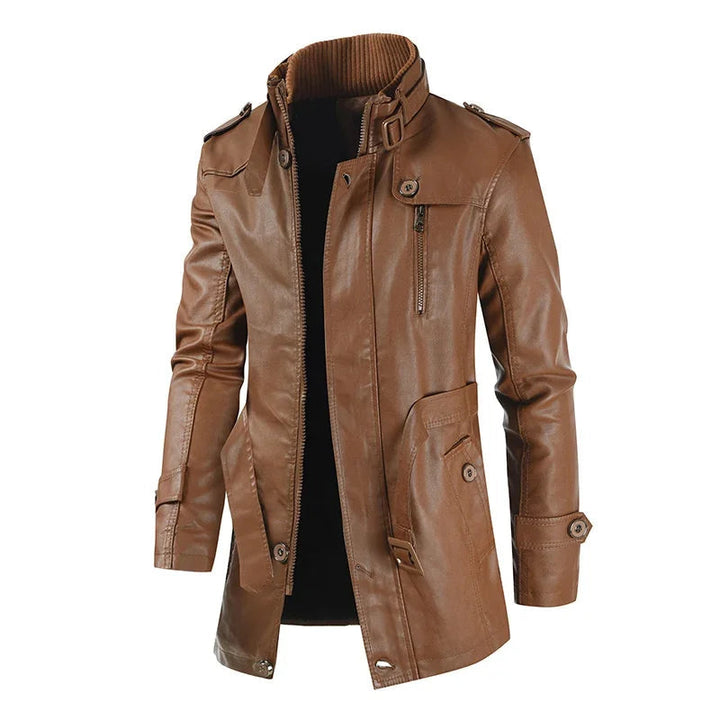 Zacharias - Elegant Long Leather Biker Jacket