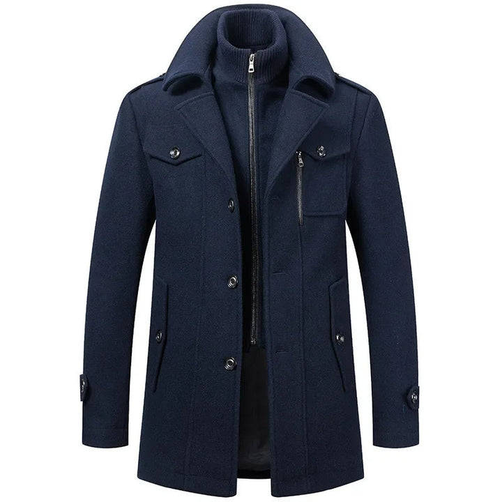 Classic Long Coat for Men with Structured Shoulders