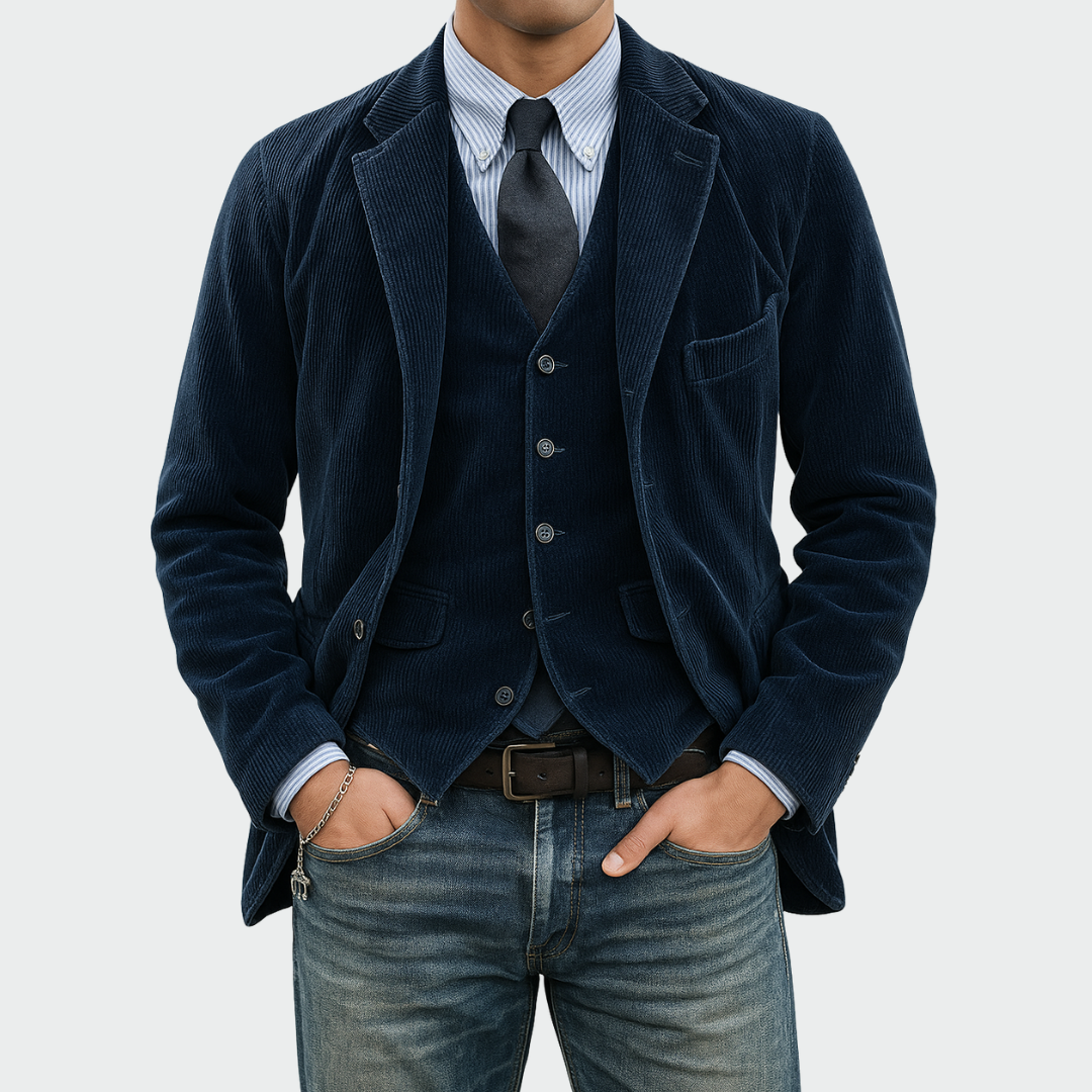 Men's Elegant Blazer and Vest Set for Formal Occasions