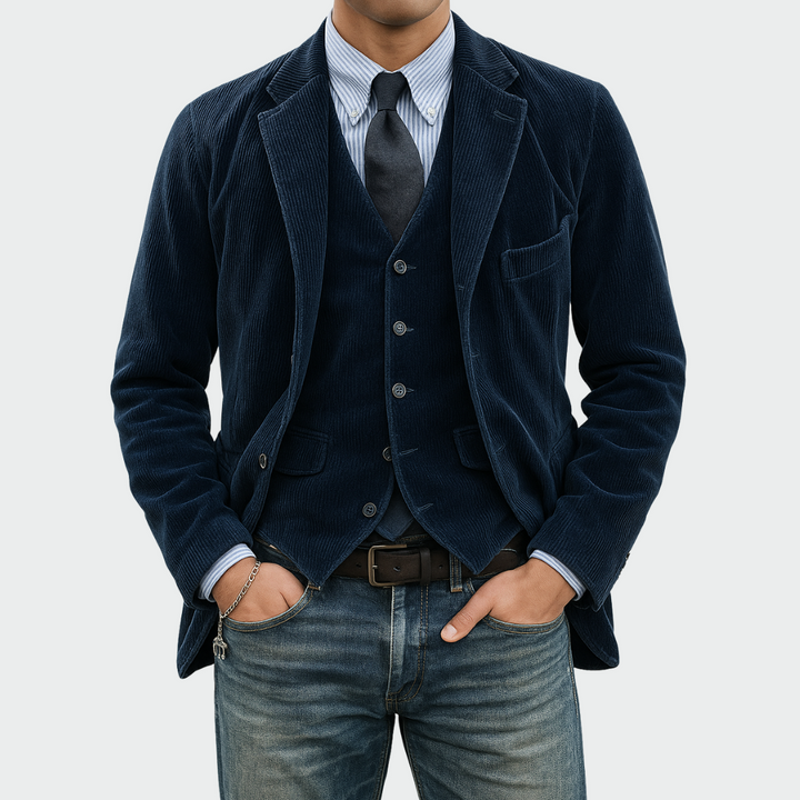 Men's Elegant Blazer and Vest Set for Formal Occasions