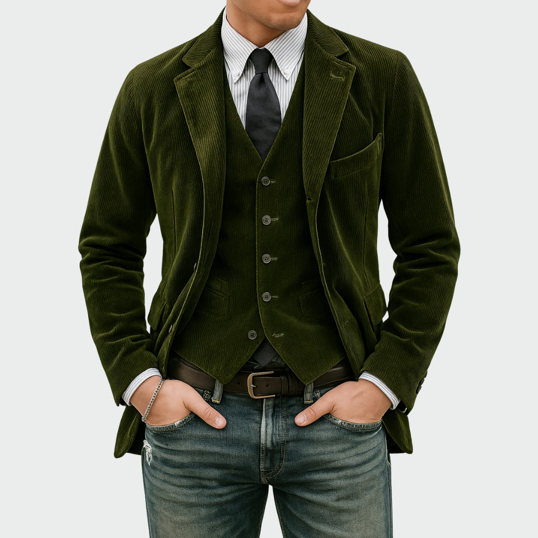 Men's Elegant Blazer and Vest Set for Formal Occasions