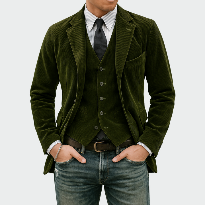 Men's Elegant Blazer and Vest Set for Formal Occasions