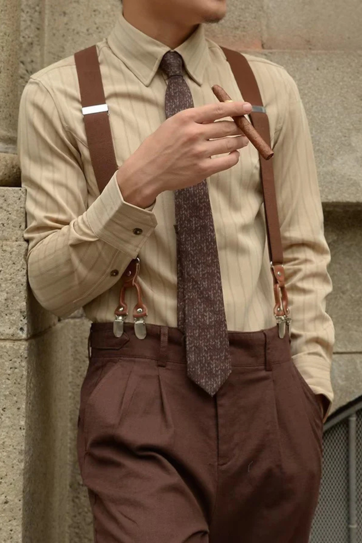 Men's Striped Long Sleeve Button Down Formal Shirt