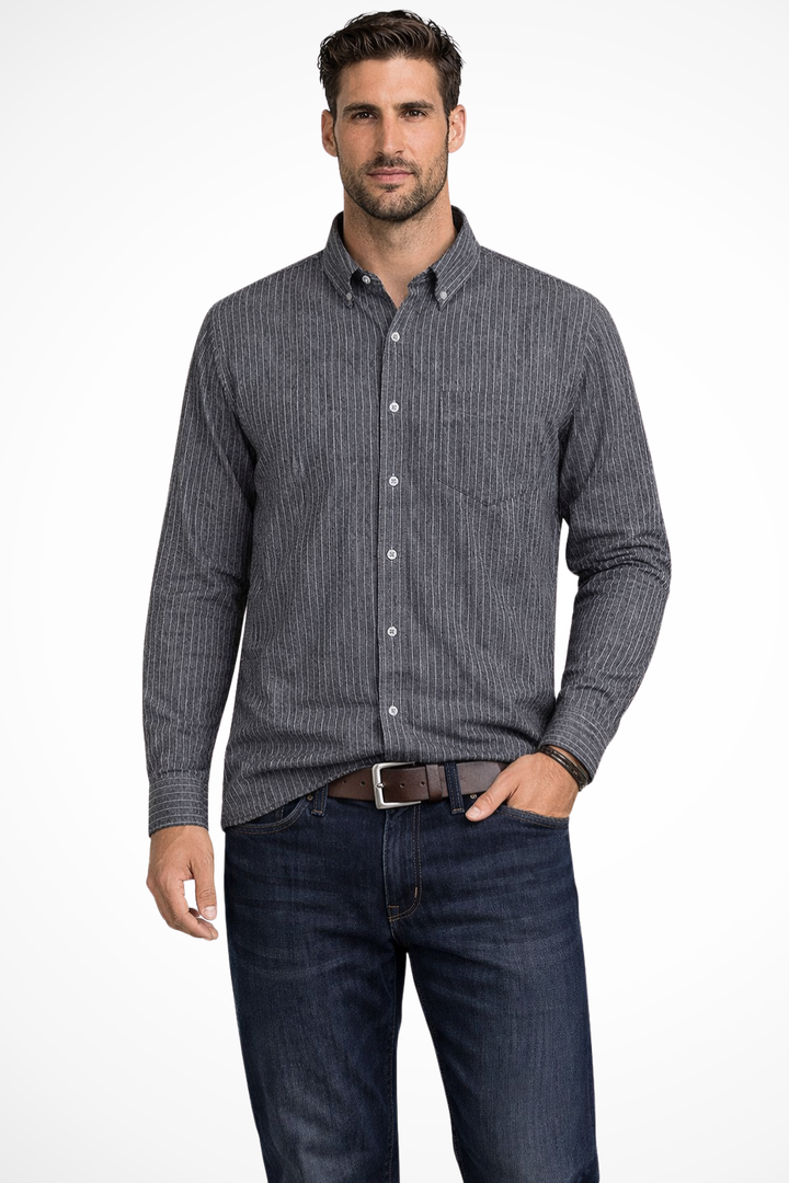 Men's Striped Long Sleeve Button Down Formal Shirt
