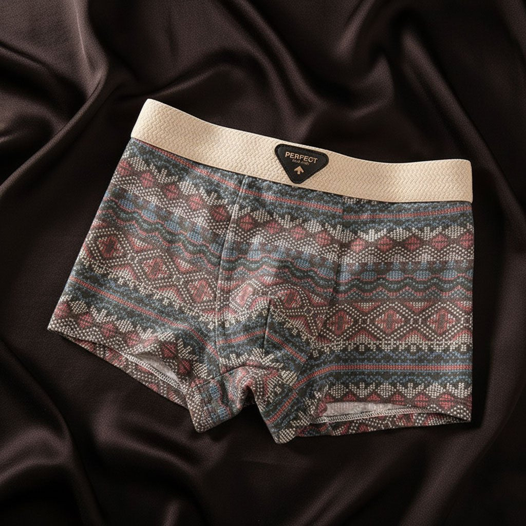 Men's Retro Cotton Boxer Briefs with Breathable Support