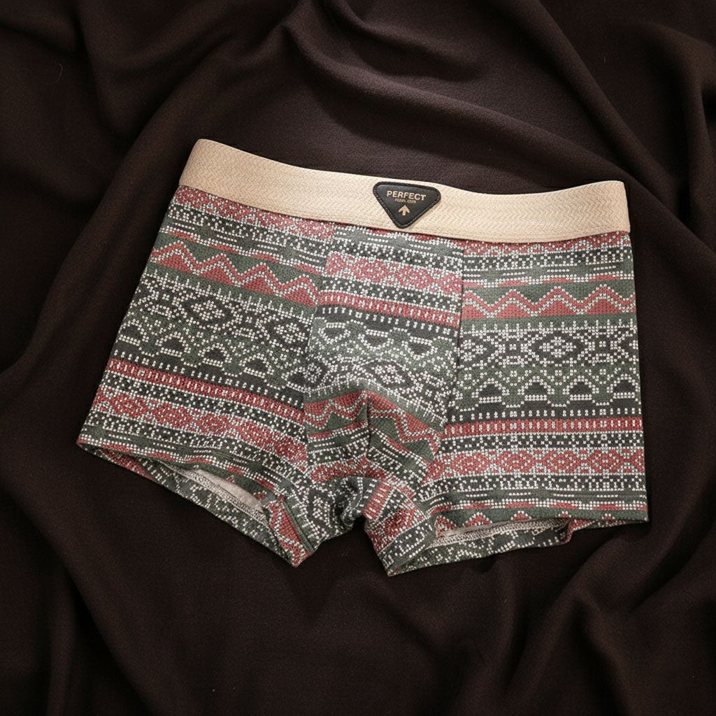 Men's Retro Cotton Boxer Briefs with Breathable Support