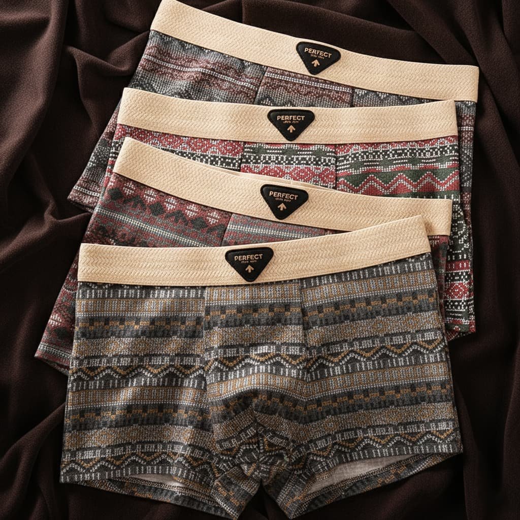 Men's Retro Cotton Boxer Briefs with Breathable Support