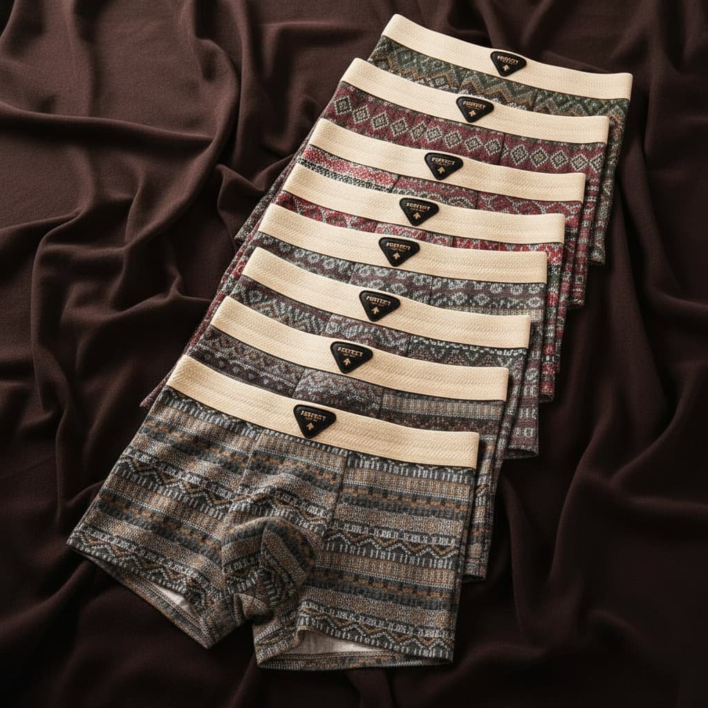 Men's Retro Cotton Boxer Briefs with Breathable Support