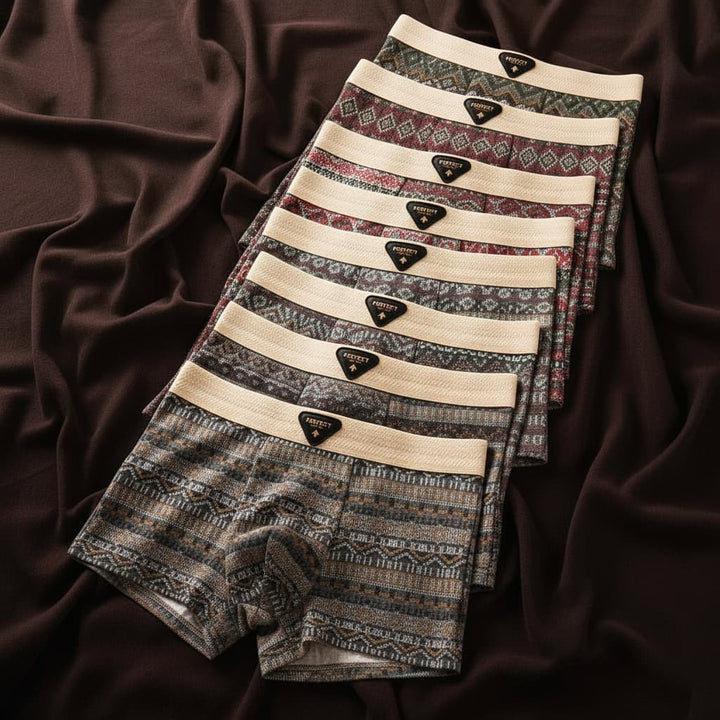 Men's Retro Cotton Boxer Briefs with Breathable Support
