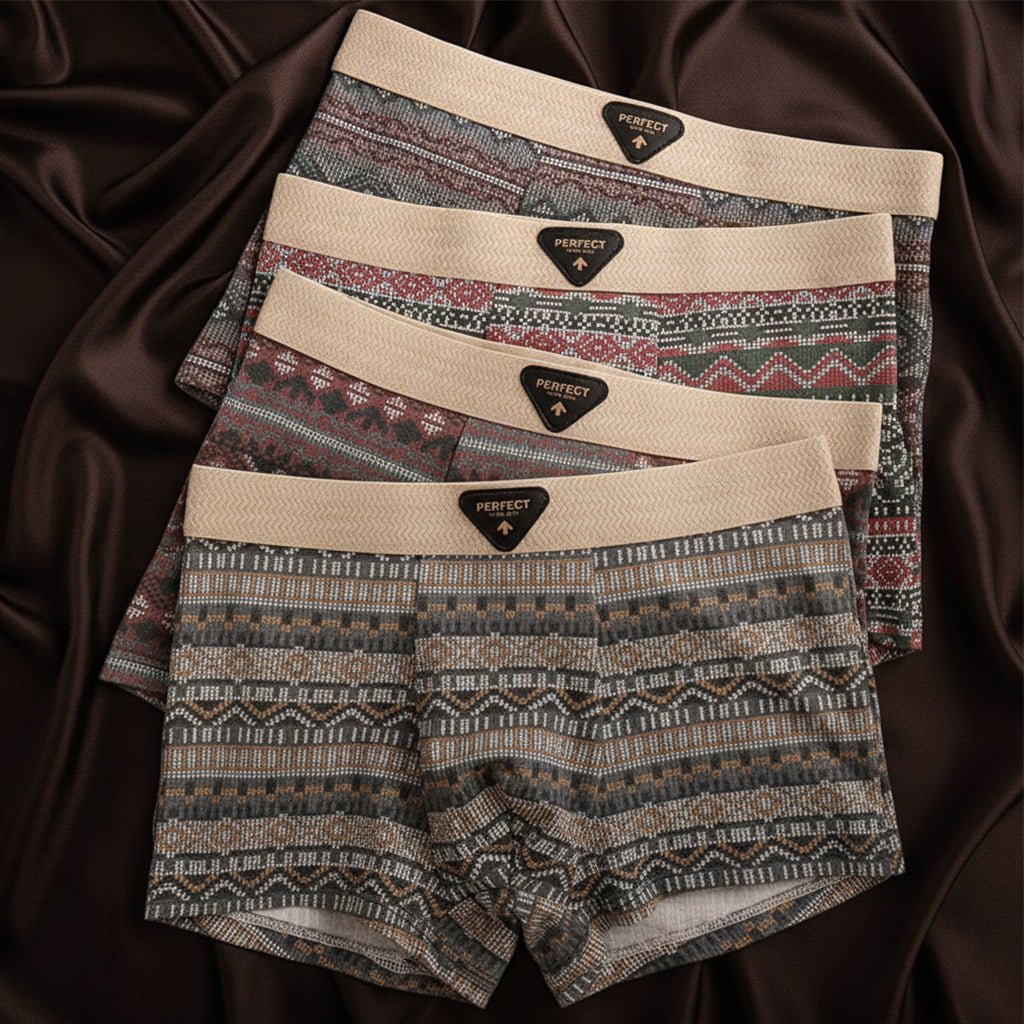 Men's Retro Cotton Boxer Briefs with Breathable Support