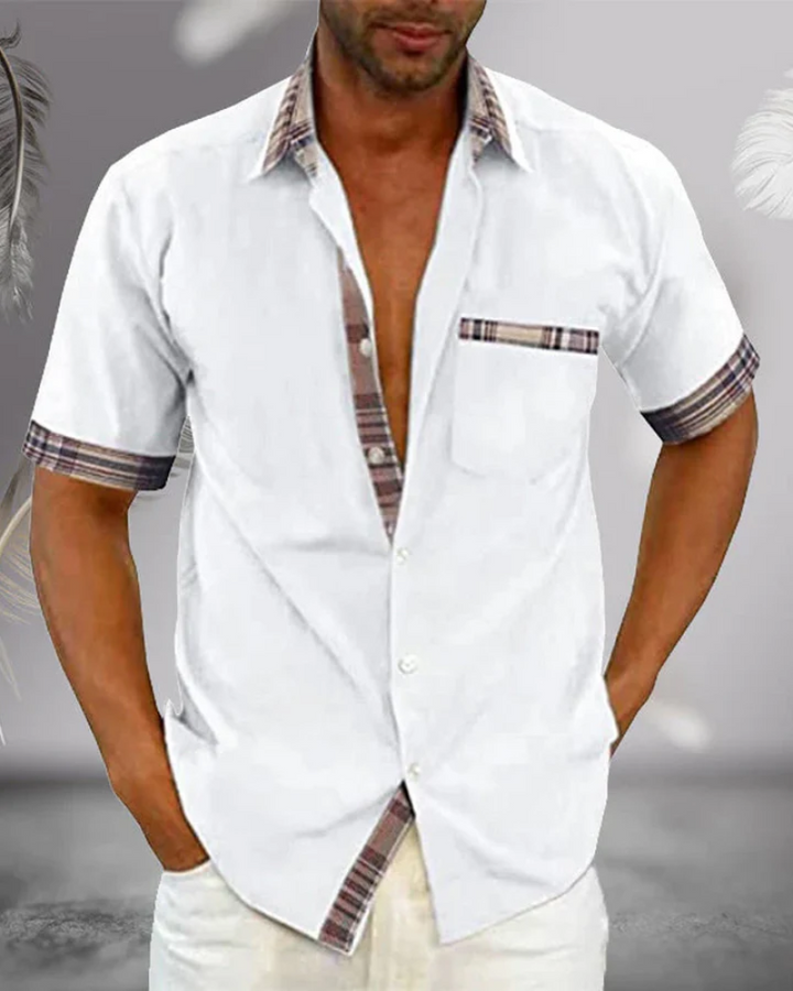 Men's Short Sleeve Stand Collar Shirt - Casual Comfort & Modern Style